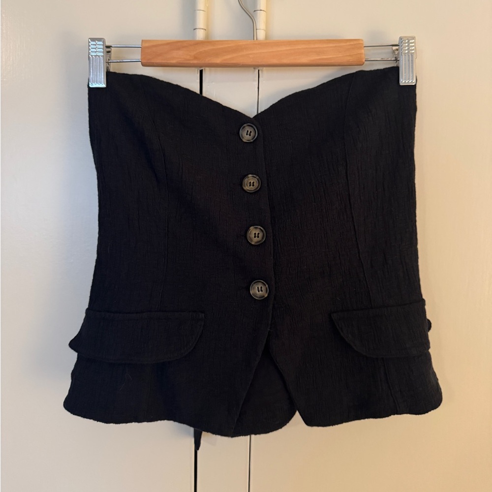 Anthropologie Black Vest Corset Tube Top